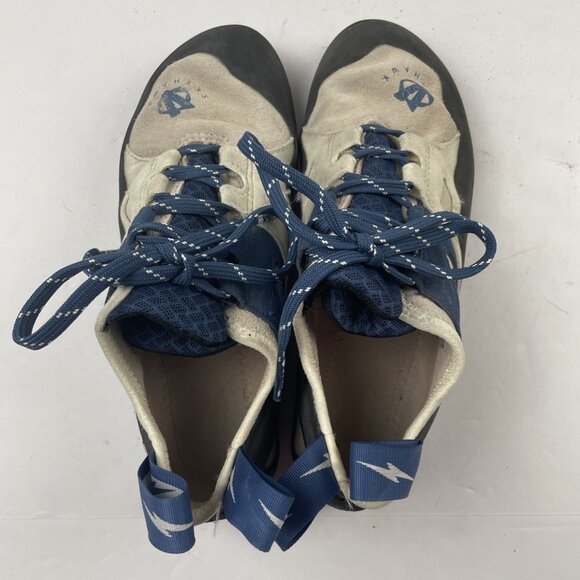 Evolv Skyhawk Rock Climbing Shoes Womens Size 8.5 BLK Blue Cream Leather Lace Up - Picture 5 of 12